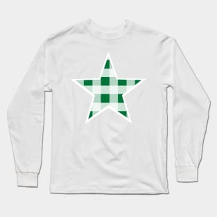 Forest Green and White Buffalo Plaid Star Long Sleeve T-Shirt